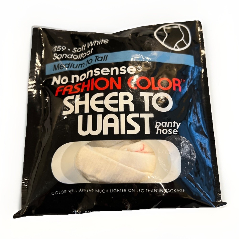 No Nonsense Fashion Color Sheer To Waist Pantyhose Soft White Med-Tall #159 New